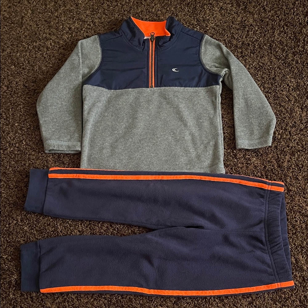 Carter's Gray and Navy Jogger Set with Orange Accents